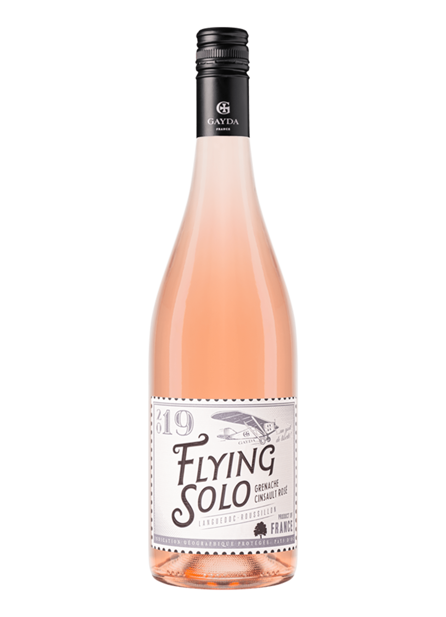 Wijnfles Flying solo rose